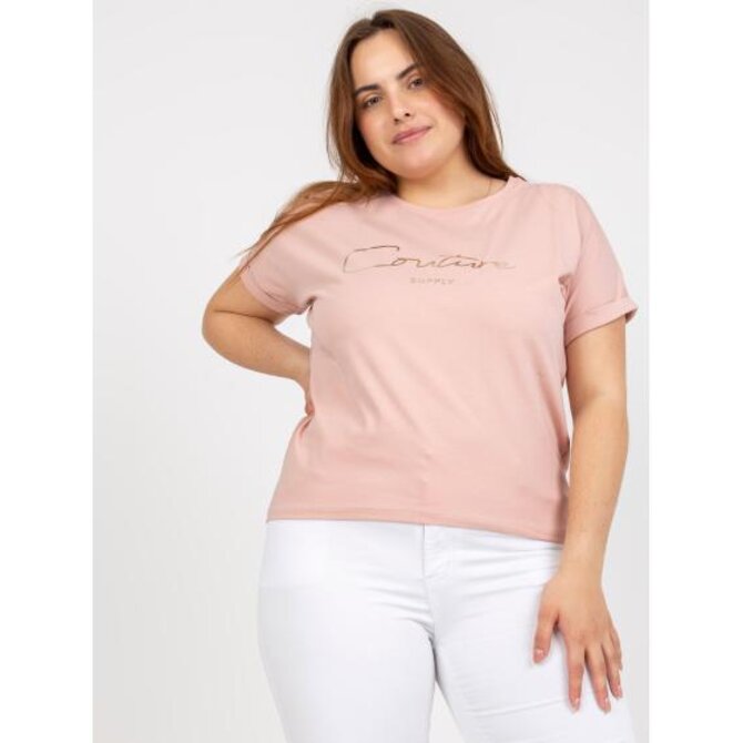 Dámské tričko se sloganem plus size ITA růžové Růžová, Univerzální
