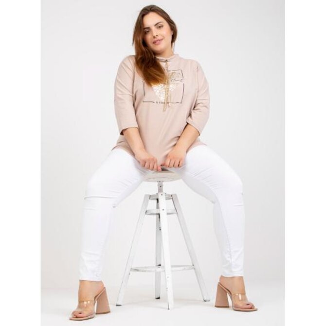 Dámská halenka s potiskem plus size MARISSA béžová Béžová, Univerzální