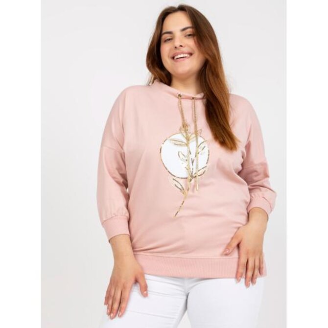 Dámská halenka s 3/4 rukávy a potiskem plus size MARITZA růžová Růžová, Univerzální