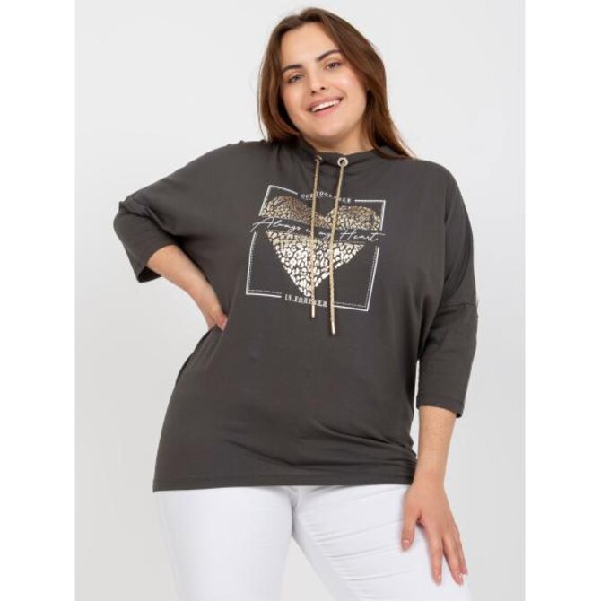 Dámská halenka bavlněná plus size MARAYANN khaki Khaki, Univerzální