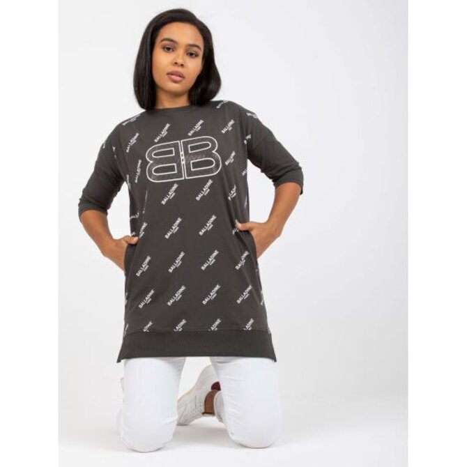 Dámská halenka s nášivkou plus size BERTIE khaki Khaki, Univerzální