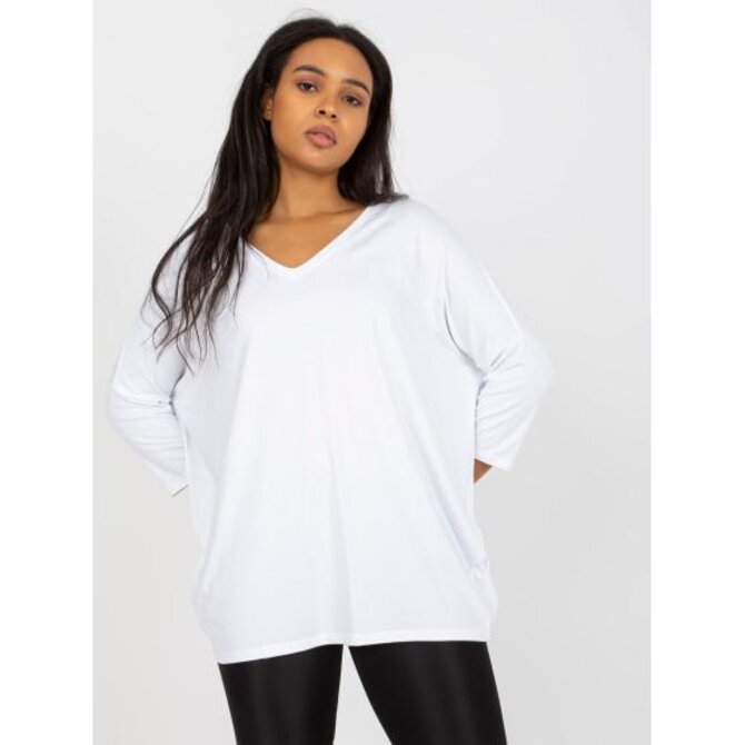 Dámská halenka plus size s výstřihem WIVI bílá Bílá, Univerzální