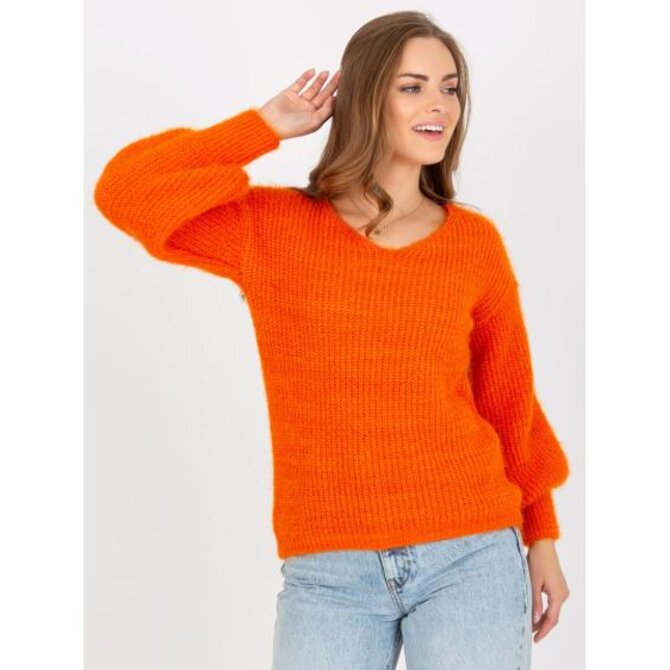 Dámský svetr s mohérem OCH BELLA oranžový Oranžová, Univerzální