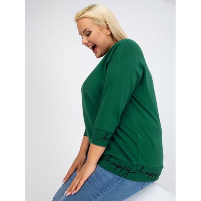 Dámská mikina s nápisem plus size CHARLIZA zeleno-černá Vícebarevný, Univerzální