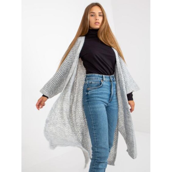Dámský svetr oversize OCH BELLA šedý Šedá, Univerzální