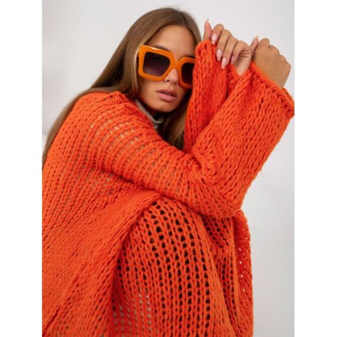 Dámský svetr se širokými rukávy oversize OCH BELLA oranžový Oranžová, Univerzální