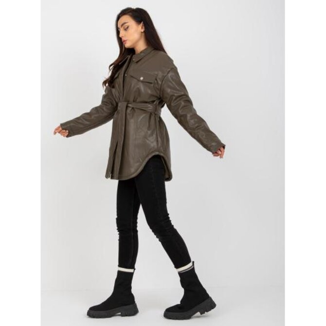 Dámská bunda s kapsami koženková EMERSYN khaki Khaki, M/L