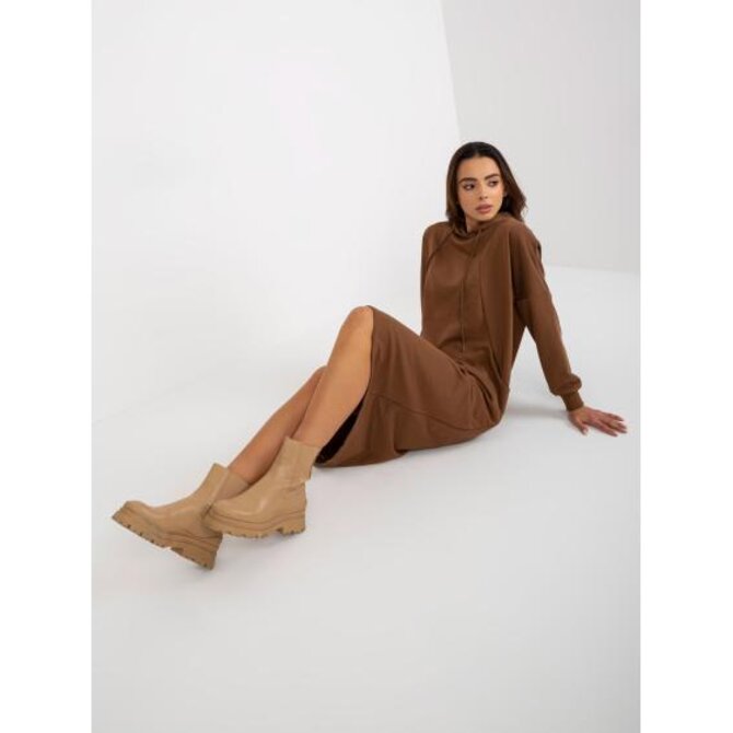 Dámská mikina oversize midi UMA hnědá Hnědá, Univerzální
