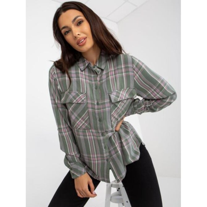 Dámská košile s kapsami kostkovaná HARLEE khaki Khaki, XS