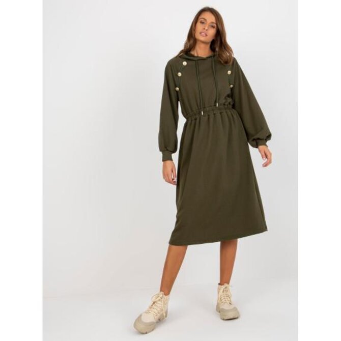 Dámské šaty s knoflíky midi ANNITA khaki Khaki, Univerzální