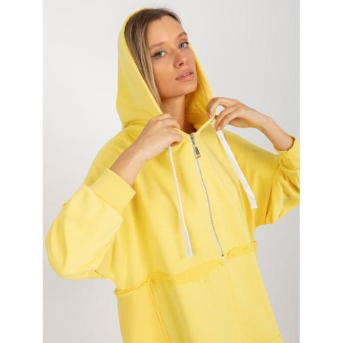 Dámská halenka s kapucí a zapínáním na zip dlouhá oversize NESSA žlutá Žlutá, Univerzální