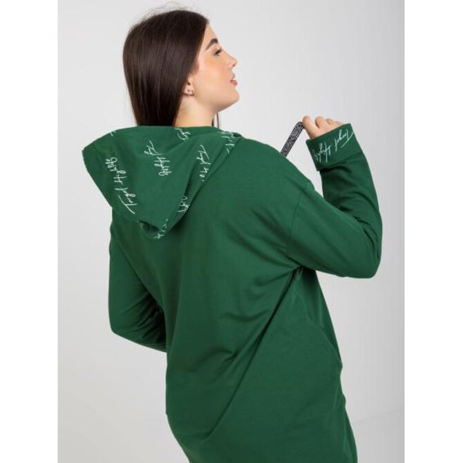 Dámská mikina s nápisy plus size BRENDA tmavě zelená Tmavě zelená, Univerzální