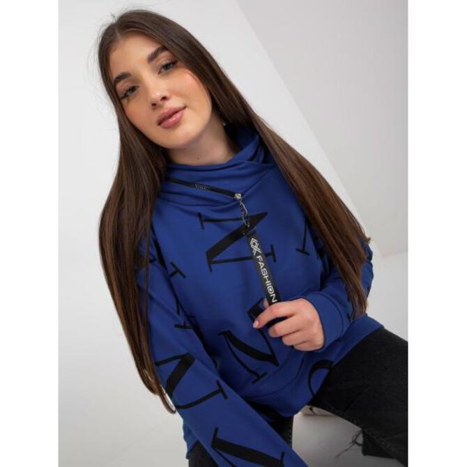Dámská mikina s písmeny plus size KRYSTLE tmavě modrá Námořnická modrá, Univerzální