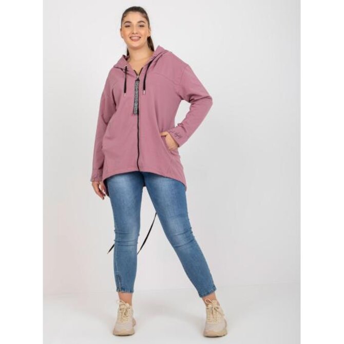 Dámská mikina rozepínací plus size SAMMIE růžová Růžová, Univerzální