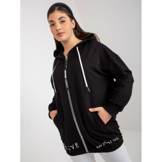 Dámská mikina plus size s nápisem ROSANE černá Černá, Univerzální