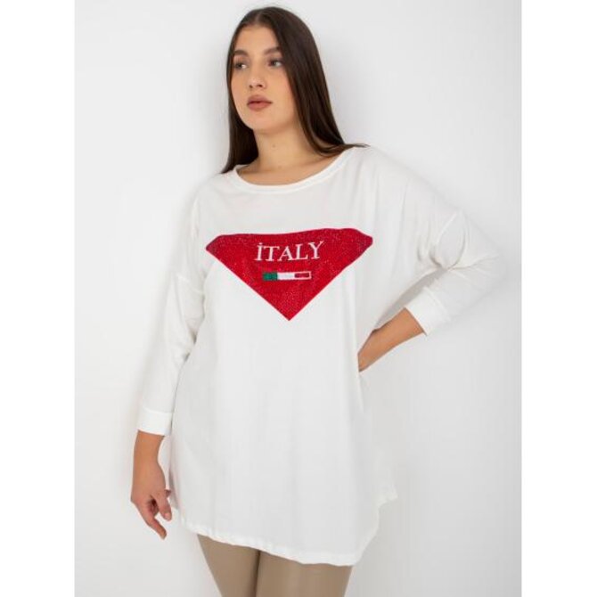 Dámská halenka s aplikací a potiskem PLUS SIZE ecru Ecru, Univerzální