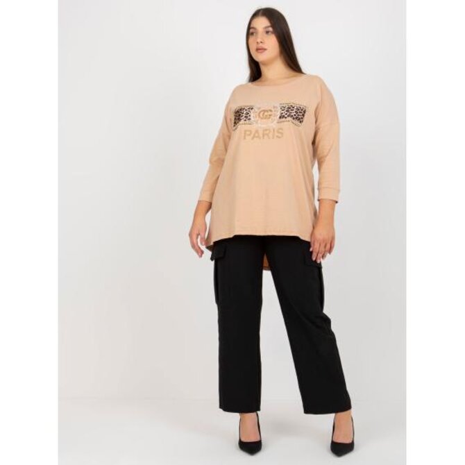 Dámská halenka plus size CORRETE béžová Béžová, Univerzální