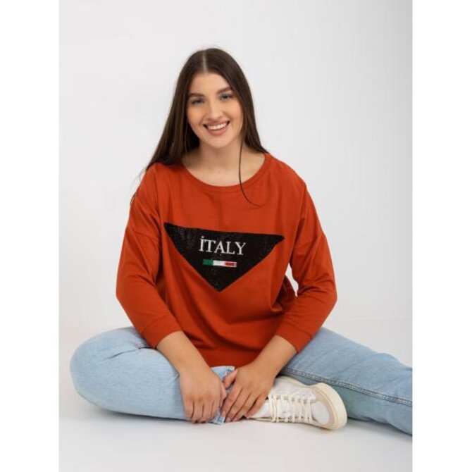 Dámská halenka s aplikacemi plus size FAWNIA cihlová Vícebarevný, Univerzální