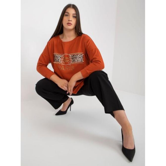 Dámská halenka s aplikacemi plus size CHERELL cihlová Vícebarevný, Univerzální
