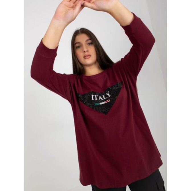 Dámská halenka s 3/4 rukávy plus size NINON švestková Vícebarevný, Univerzální