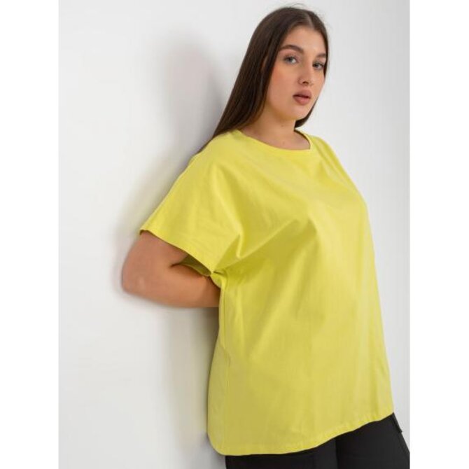 Dámské tričko pro ženy plus size BASIC světle béžové Žlutá, Univerzální