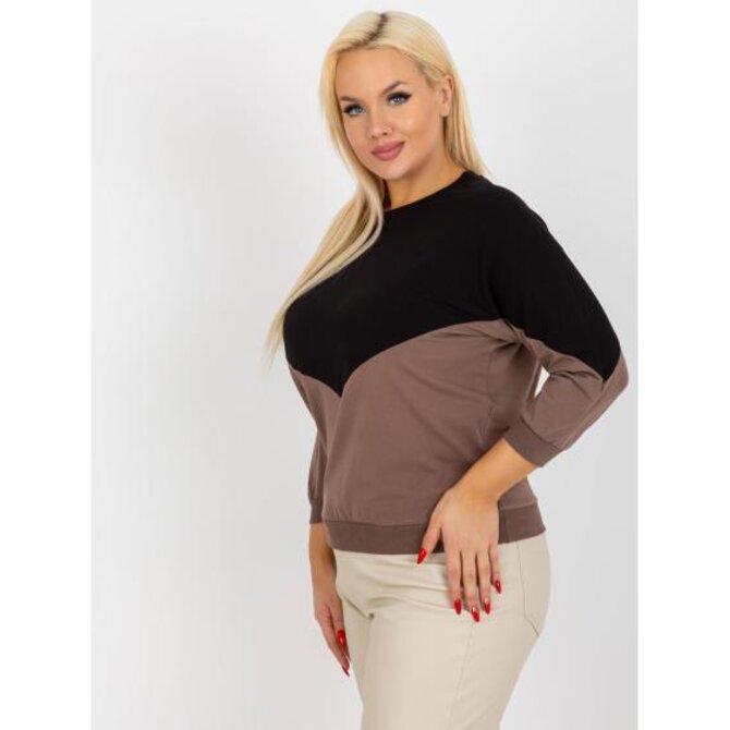 Dámská halenka s 3/4 rukávy plus size MADNY černohnědá Černá, Univerzální