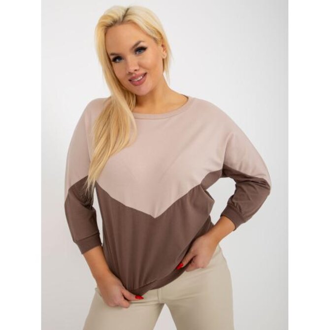 Dámská halenka plus size AMILIA béžová a hnědá Béžová, Univerzální