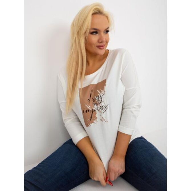 Dámská halenka s potiskem plus size BRONTE ecru Ecru, Univerzální