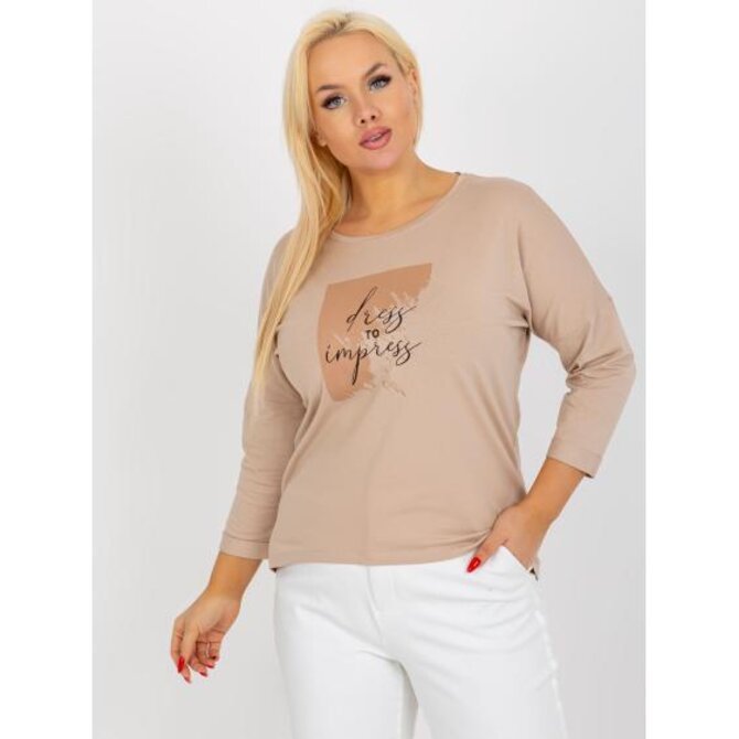 Dámská halenka s potiskem plus size ITA béžová Béžová, Univerzální