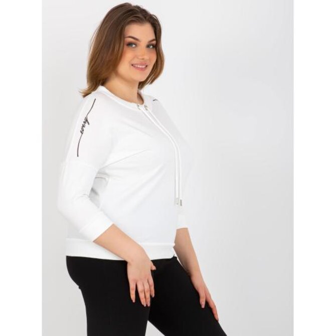 Dámská halenka plus size s nápisy a 3/4 rukávy KETZIA ecru Ecru, Univerzální
