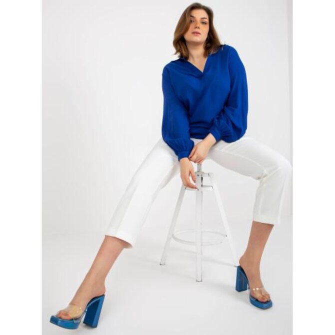 Dámská halenka s límečkem plus size MYRIAM tmavě modrá Námořnická modrá, M/L