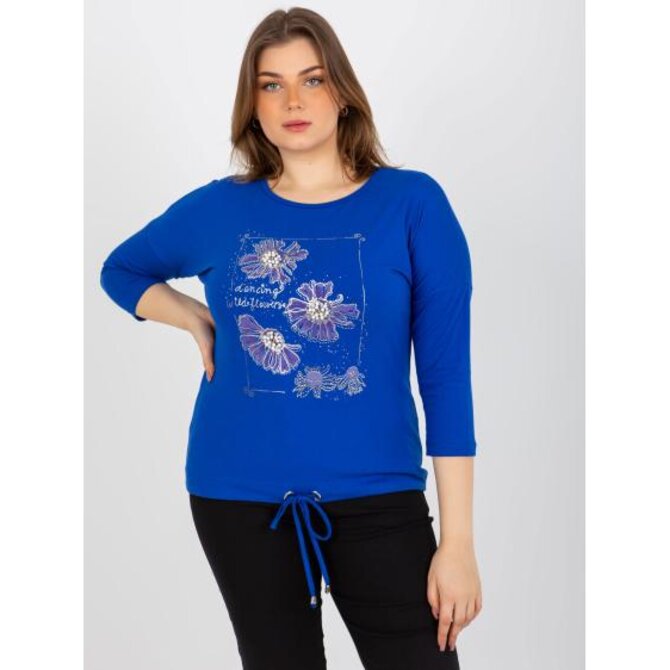 Dámská halenka s potiskem plus size MARIAN tmavě modrá Námořnická modrá, Univerzální
