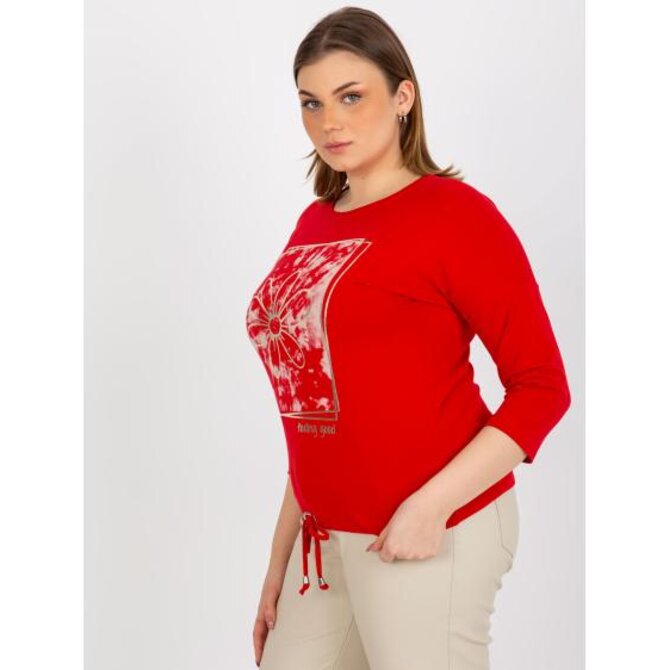 Dámská halenka s potiskem a nápisem plus size VRIELLE červená Červená, Univerzální