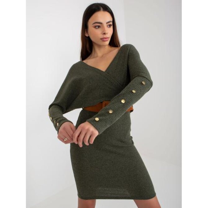 Dámské šaty OCH BELLA khaki Khaki, L