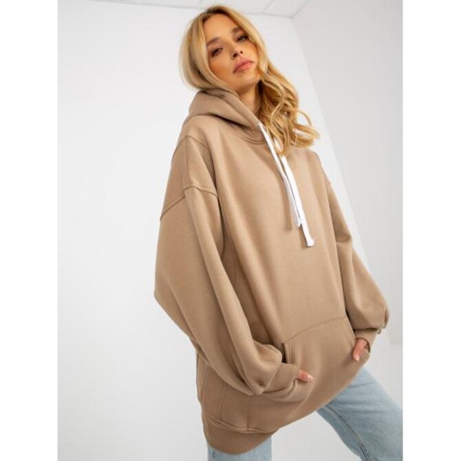 Dámská mikina oversize s kapucí ADELINE tmavě béžová Vícebarevný, Univerzální