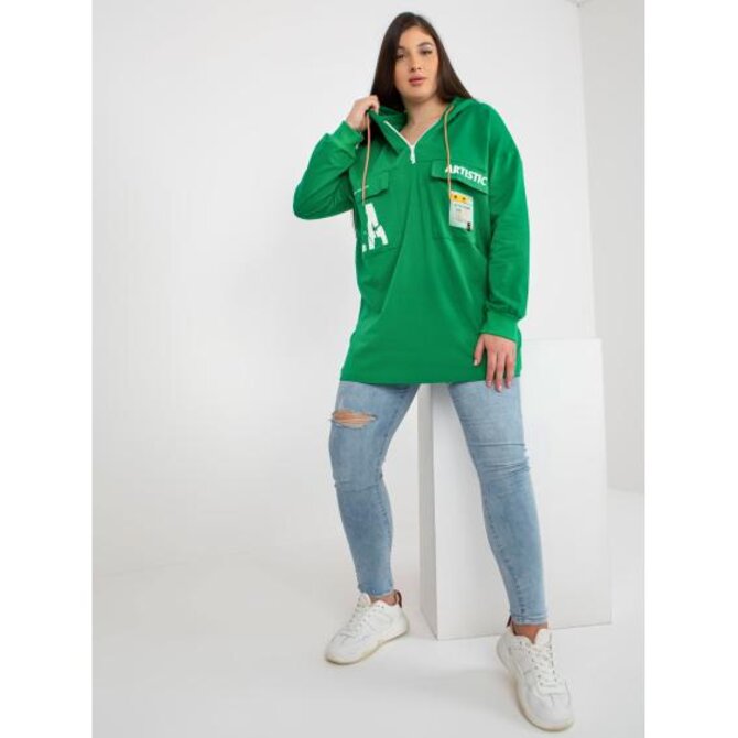 Dámská mikina s kapucí plus size ABELA zelená Zelená, Univerzální