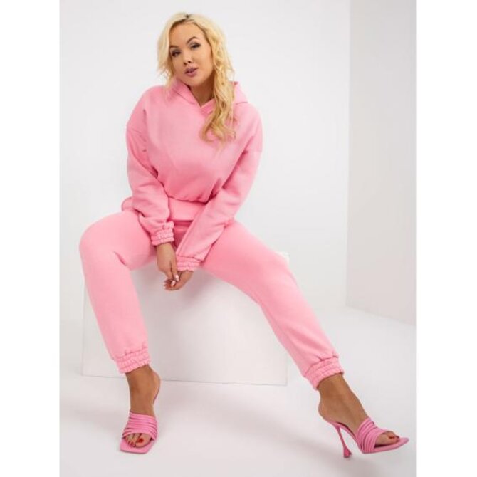 Dámská souprava plus size basic s kalhotami UWA růžová Růžová, L