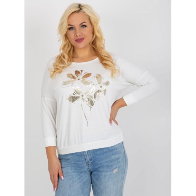 Dámská halenka plus size s potiskem a aplikací OSWALDA ecru Ecru, Univerzální