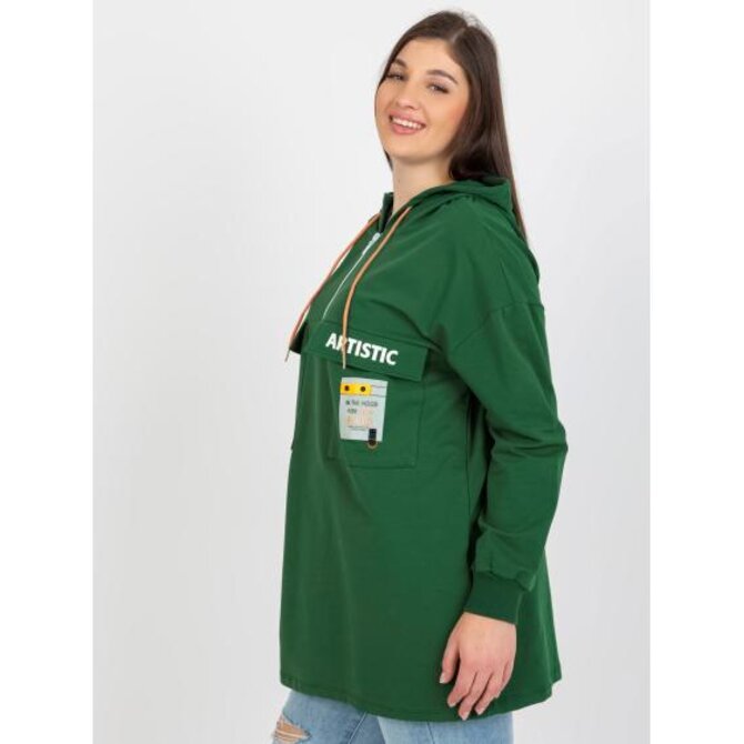 Dámská mikina s kapsami plus size ABELA tmavě zelená Tmavě zelená, Univerzální