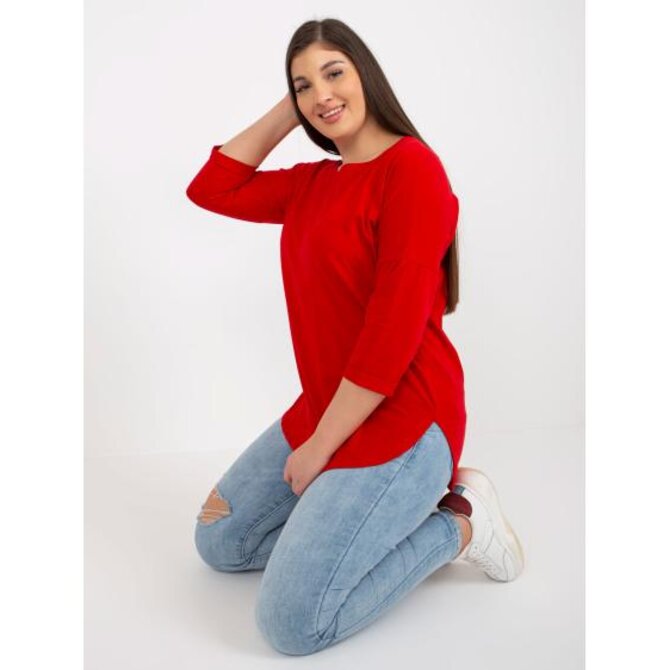 Dámská halenka plus size basic FABIA červená Červená, Univerzální