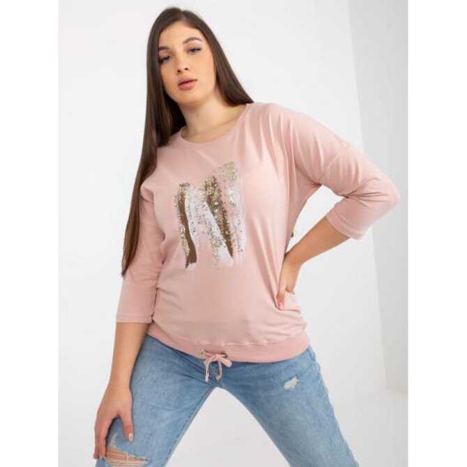 Dámská halenka s potiskem plus size FIDELIA růžová Růžová, Univerzální