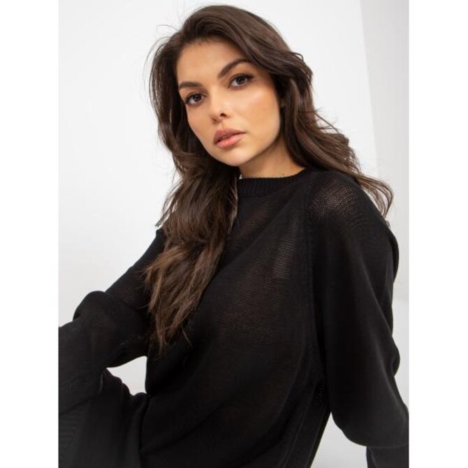 Dámské šaty letní oversize pletené LARA černé Černá, Univerzální