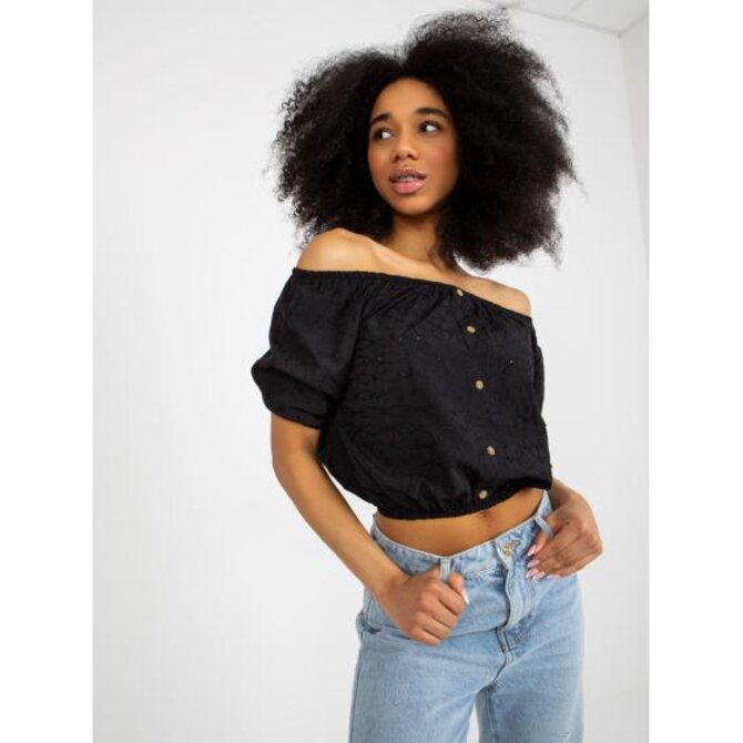 Dámská halenka s puntíky bavlněná DENISA černá Černá, Univerzální