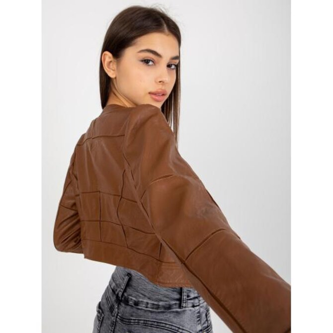 Dámská bunda z ekokůže na zip ARIES hnědá Hnědá, 2XL
