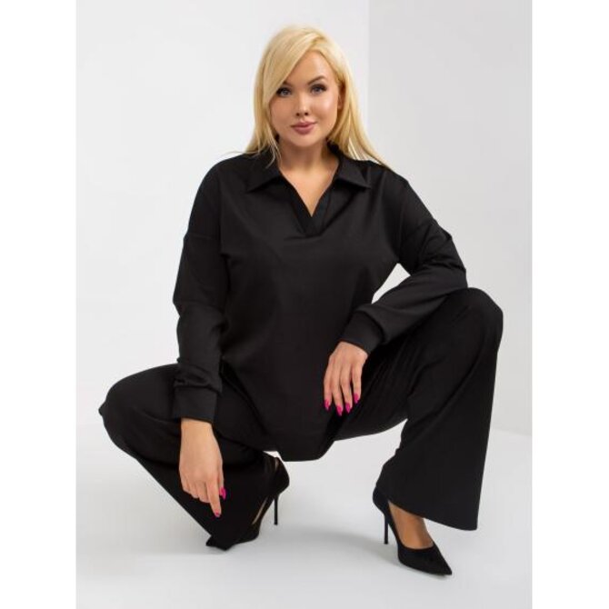 Dámský komplet s pruhovaným vzorem plus size PENELOPE černý Černá, M/L