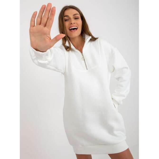 Dámské šaty s kapucí basic oversize ZITA ecru Ecru, Univerzální