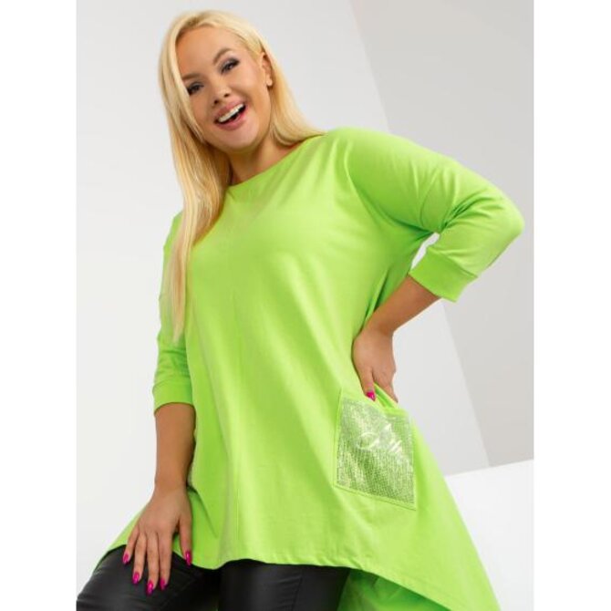 Dámská halenka s asymetrickým střihem plus size EKA limetkově zelená Žlutá, Univerzální