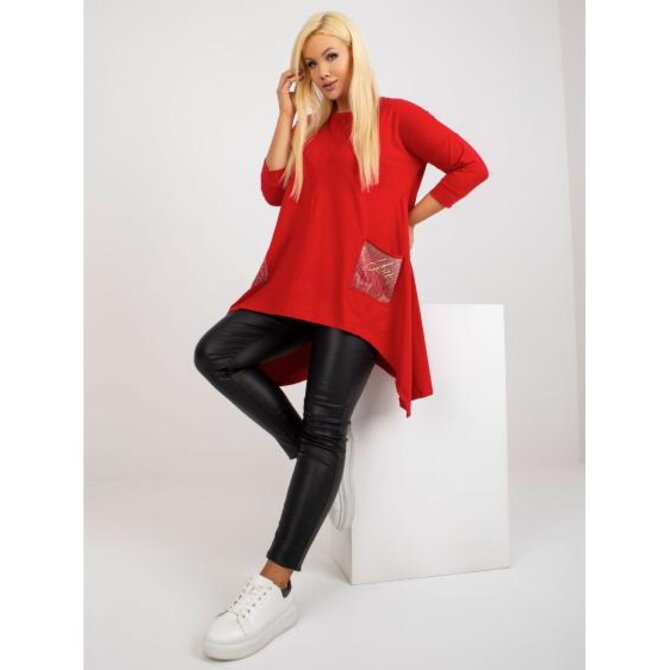 Dámská halenka s 3/4 rukávy plus size RITA červená Červená, Univerzální