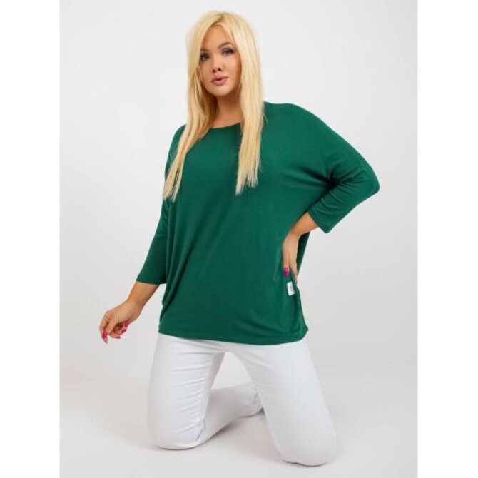 Dámská halenka s 3/4 rukávy plus size ASIA tmavě zelená Tmavě zelená, Univerzální