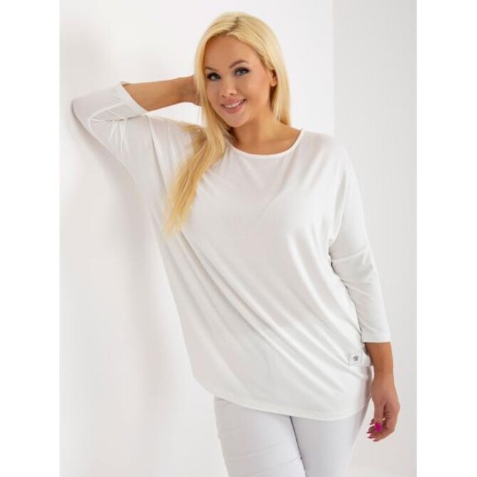 Dámská halenka basic s 3/4 rukávy plus size MODINA ecru Ecru, Univerzální